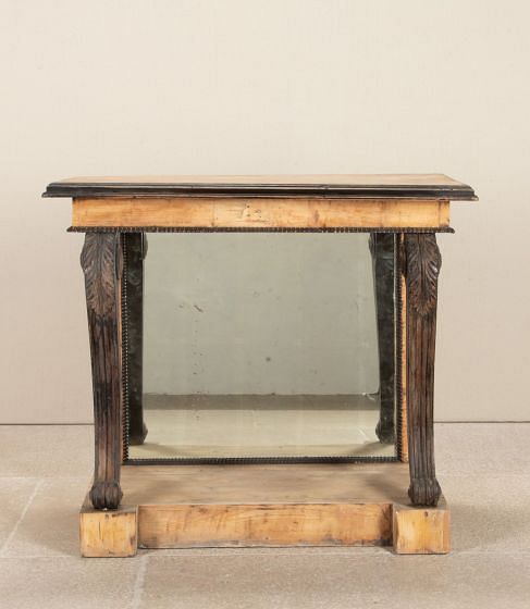 19th Century English Pine Console Table with Ebonised Legs and Mirror CO3643116