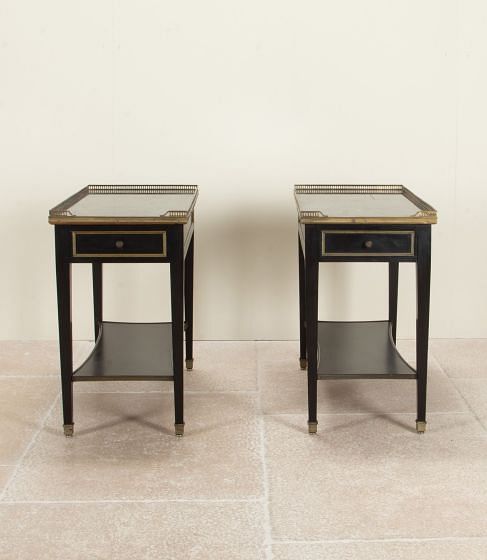 Pair of 20th Century French Ebonised and Marble Side Tables CO4542391