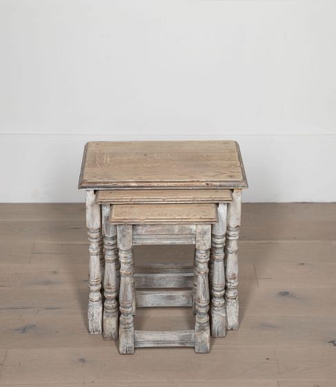 20th Century Nest of Oak Painted and Bleached Tables CO8432065
