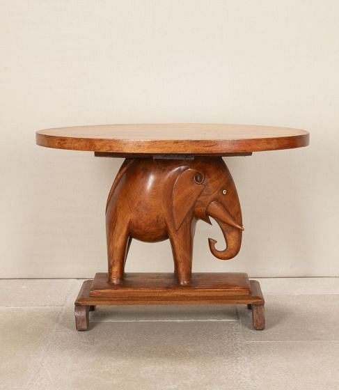 Large Early 20th Century Colonial African Elephant Teak Table CT0542106