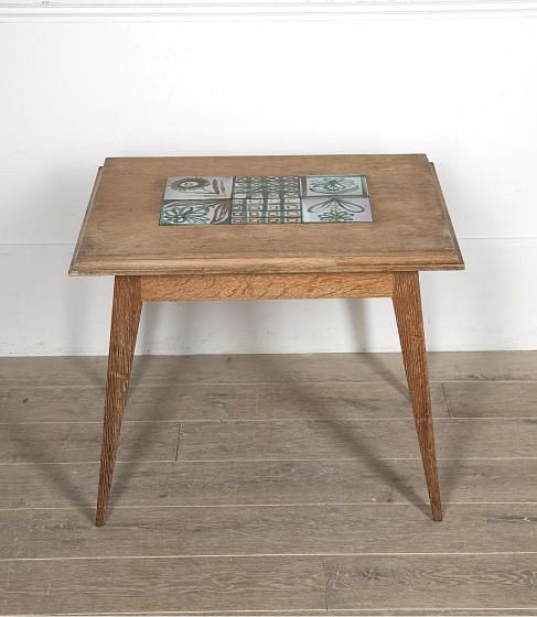 Oak Mid-Century Table with Robert Picault Tiles CT2919748