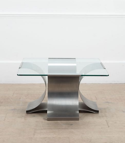 Mid 20th Century Low Square Yable in Steel - Attributed to François Monnet CT2939489