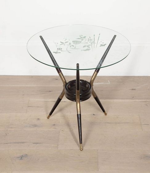 SALE: 20th Century Italian Coffee or Side Table with Glass Top CT4632947