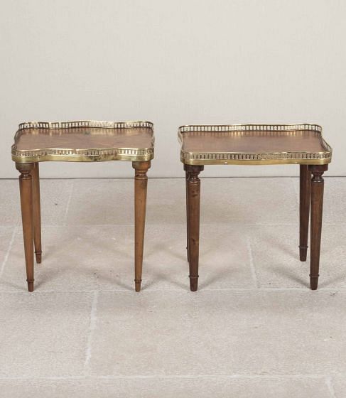 Matched Pair of Mid-Century French Walnut Occasional Tables CT6243306