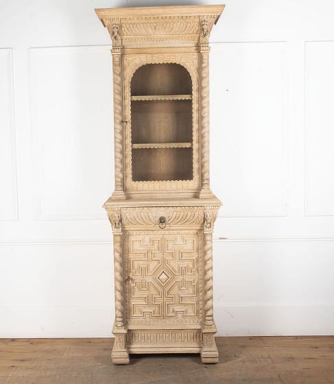 19th Century Bleached Oak Renaissance Style Cabinet CU3431320