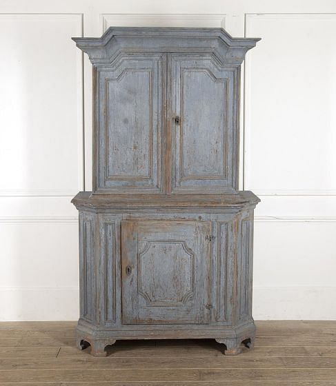 18th Century Swedish Baroque Blue Cabinet CU6018158