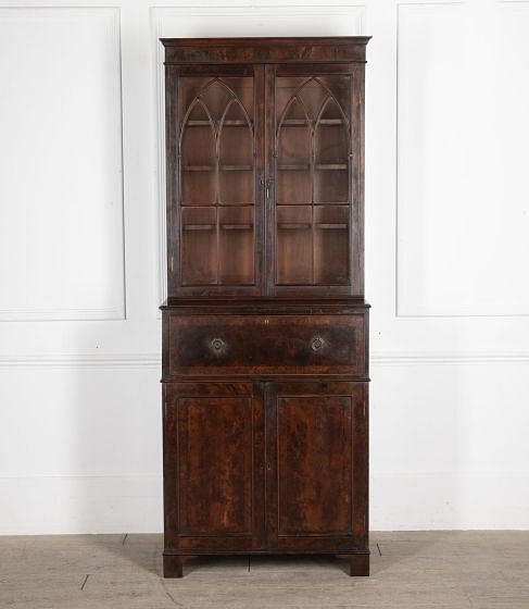 George IV Yew Wooden Secretaire Bookcase CU9230980