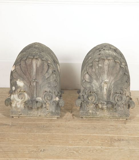 Pair of 19th Century Carved Stone Anthemions DA0139808