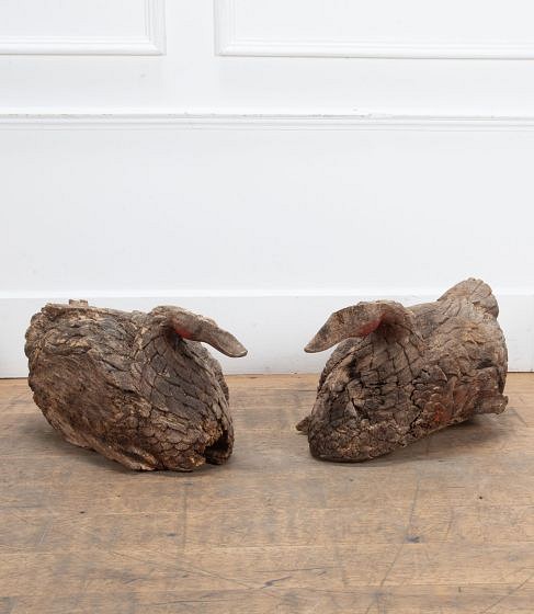 SALE: Pair of Large 19th Century Hand Carved Wooden Swans DA0737891