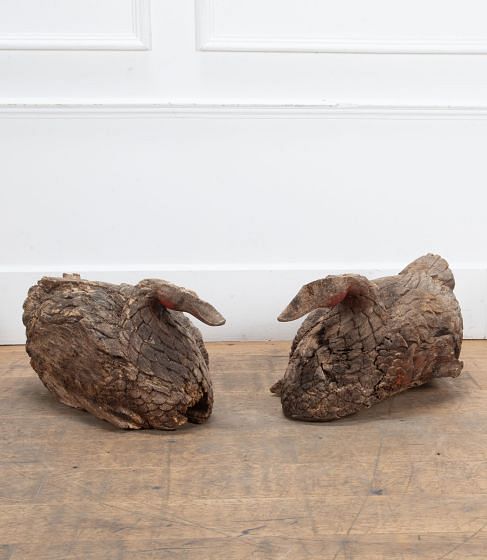 Pair of Large 19th Century Hand Carved Wooden Swans DA0737891