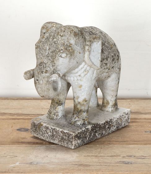 Small 19th Century Indian Weathered Carved Marble Elephant DA0738878