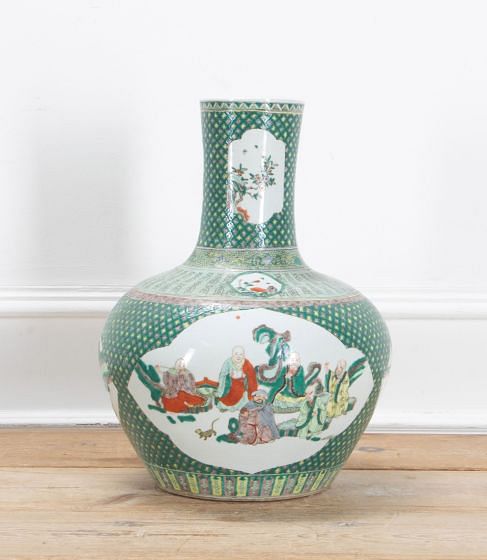 19th Century Chinese Famille Verte Stick Neck Vase DA0738881