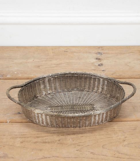Large Oval French Silver Plate Woven Bread Basket DA1535468