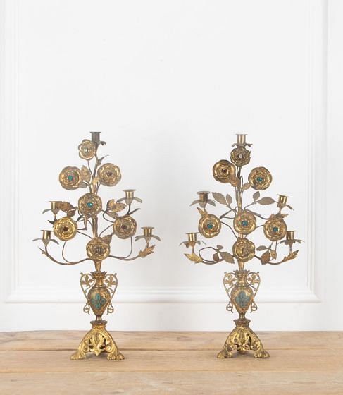 Pair Of 19th Century Bejewelled Candle Sticks DA1536577