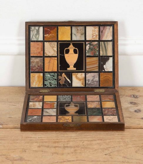 19th Century Italian Box of Specimen Marbles with Neoclassical Urns DA1641087