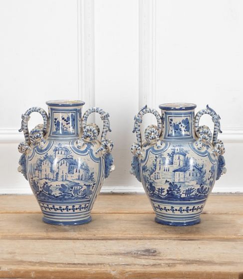 Pair of 19th Century Italian Savona Jars DA2541057