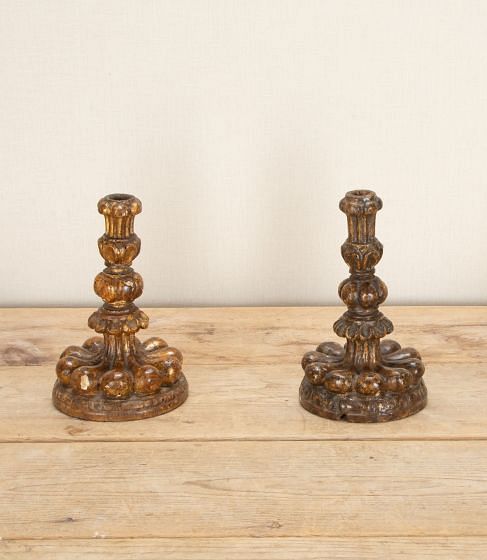 Matched Pair of 16th Century Tuscan Giltwood Candlesticks DA2843371