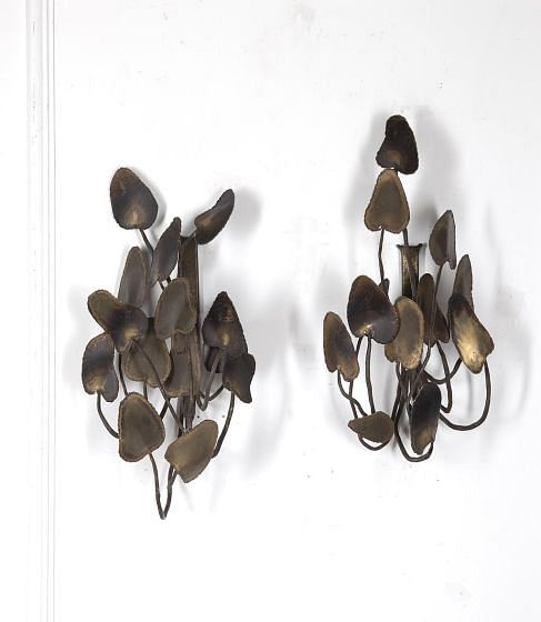 Pair of Brutalist Torch Cut Brass Wall Appliqués DA2923998