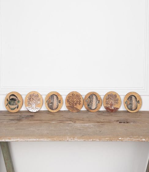 20th Century Matched Set of Seven Roger Capron Stoneware Coasters DA2931709