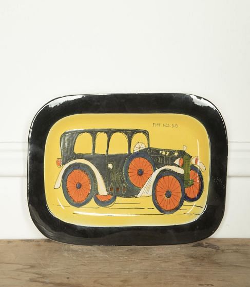 20th Century Ceramic Plate with Fiat Motorcar Decoration DA2931745