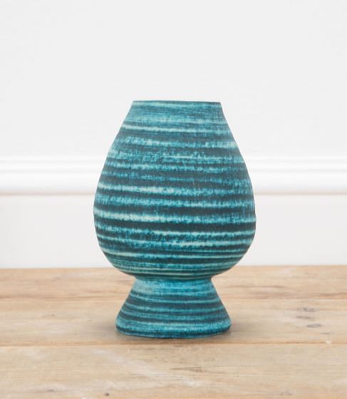 French 20th Century Diabolo Shaped Accolay Turquoise Vase DA2937597