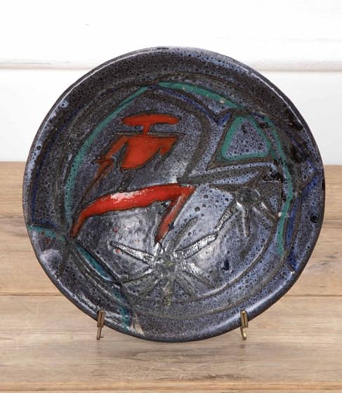 Mid-Century Ceramic Bowl with Red Matador Attributed to Anna Camos DA2940206