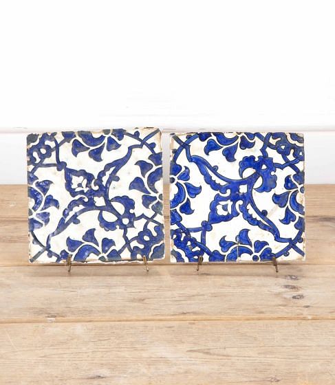 Pair of 16th Century Iznik "Dome on the Rock" Ceramic Tiles DA2940212
