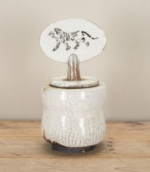 Contemporary Raku Lidded Vase by Marciano Buendía DA2942998