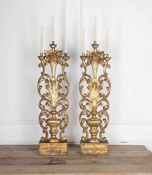 Large Pair of Early 19th Century Italian Giltwood Altar Candlesticks DA3432417