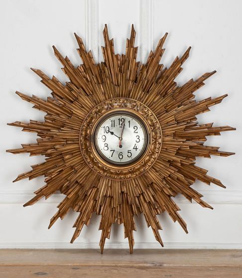 Early 20th Century Art Deco Convex Sunburst Clock DA3434851