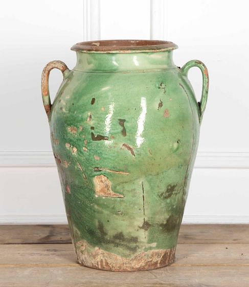 Large 19th Century Green Glazed Terracotta Olive Jar DA3437457
