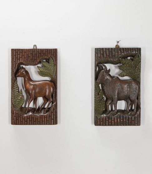 Pair of 20th Century Thai Carved Wooden Plaques DA4341698