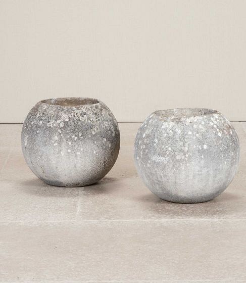Pair of 20th Century French Cast Stone Spherical Garden Planters DA4343539