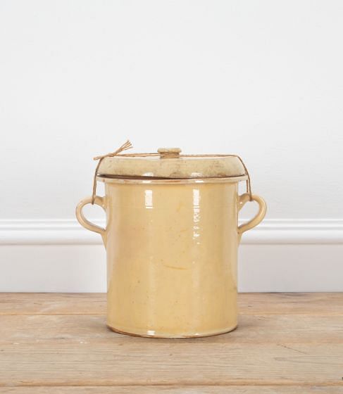 Large French Lidded Yellow Glazed Confit Jar DA4437409