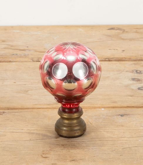 19th Century French Boule D'escalier in Red Glass DA4840789