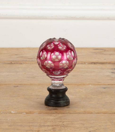 19th Century French Boule D'escalier in Cranberry Red Glass DA4840790