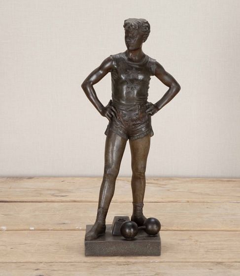 19th Century French Bronze Sculpture of a Weightlifter Signed by Eutrope Bouret DA4843131