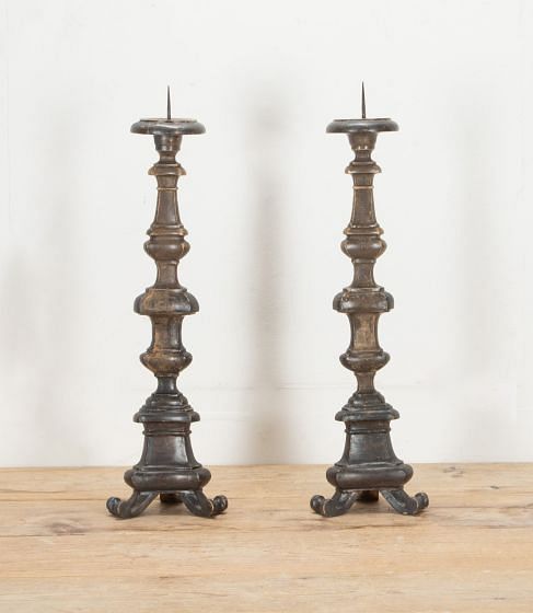 Pair of 19th Century French Wooden Silver Leaf Prickets DA5241915