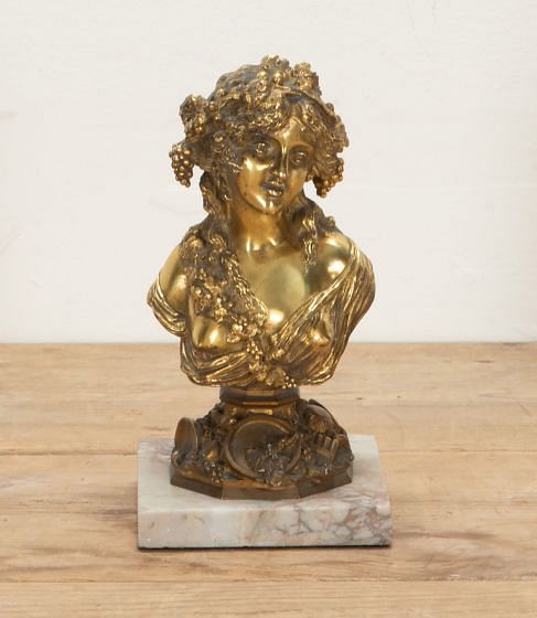19th Century Gilt Bronze Bust of a Woman by Jaques Marin DA5241918