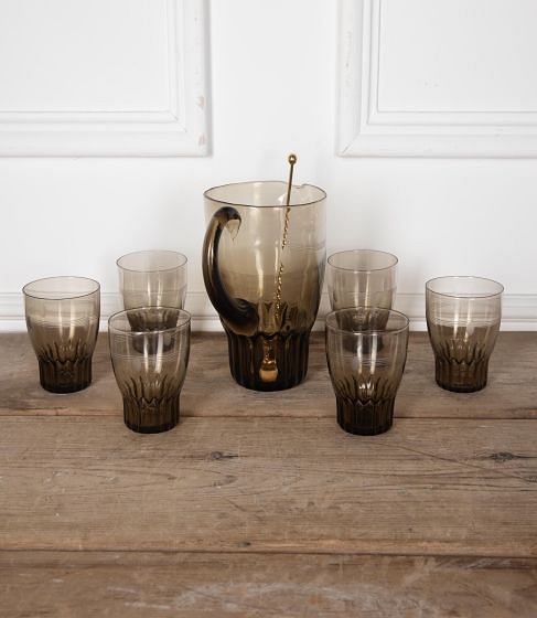 Art Deco Smoked Glass Lemonade or Cocktail Set DA5830612