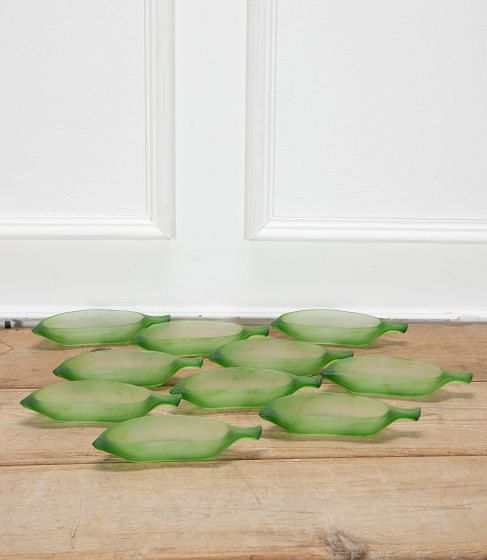 Set of Ten Satin Glass Green Banana Serving Dishes DA5838792