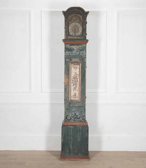 Early 19th Century Swedish Painted Long Case Clock DA7236366