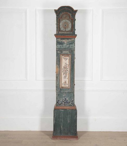 Early 19th Century Swedish Painted Long Case Clock DA7236366