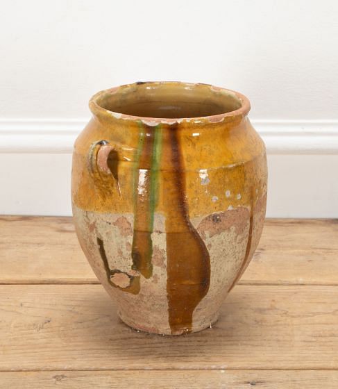 19th Century French Confit Pot with Yellow Glaze DA7240381
