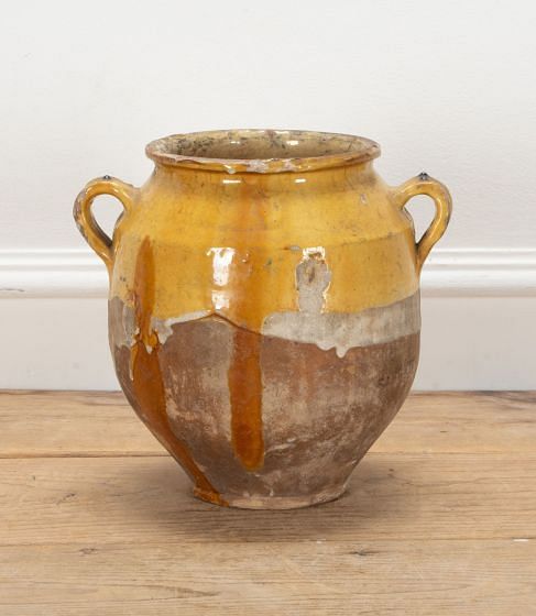 19th Century French Confit Pot with Yellow Glaze DA7240383