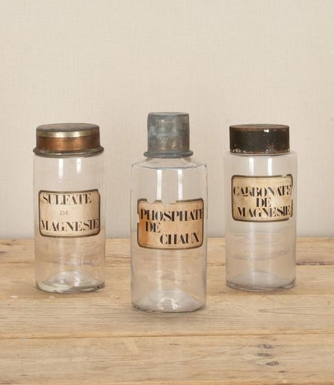 Set of Three 19th Century French Glass Apothecary Jars and Covers DA7242770
