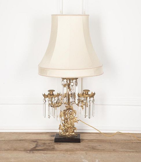 SALE: 19th Century Gilt Metal Chandelier Table Lamp DA8029312