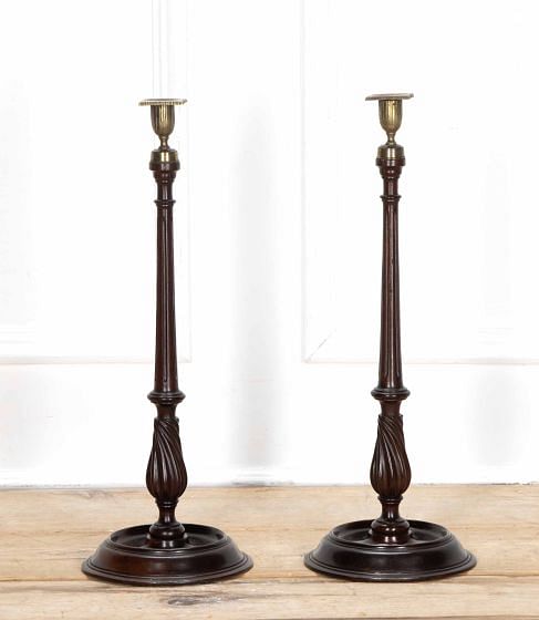 Large Pair of 19th Century English Mahogany Candlesticks DA8039847