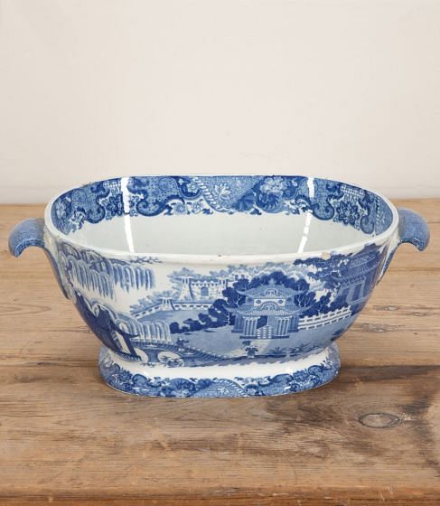 Early 19th Century Staffordshire Willow Pattern Blue and White Jardiniere DA8041736