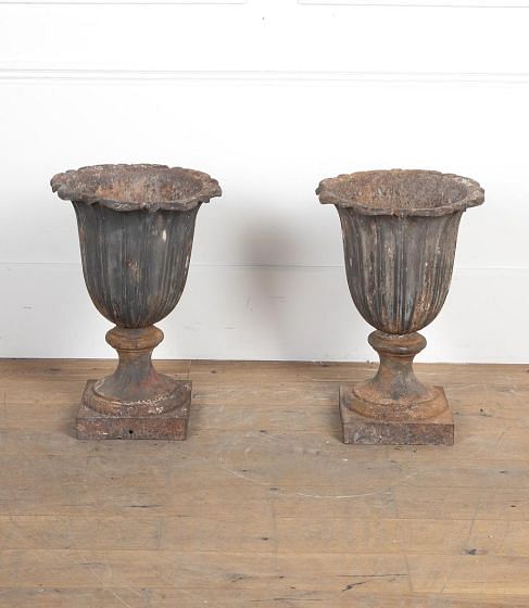 Pair of 19th Century Cast Iron Garden Urns DA8227299